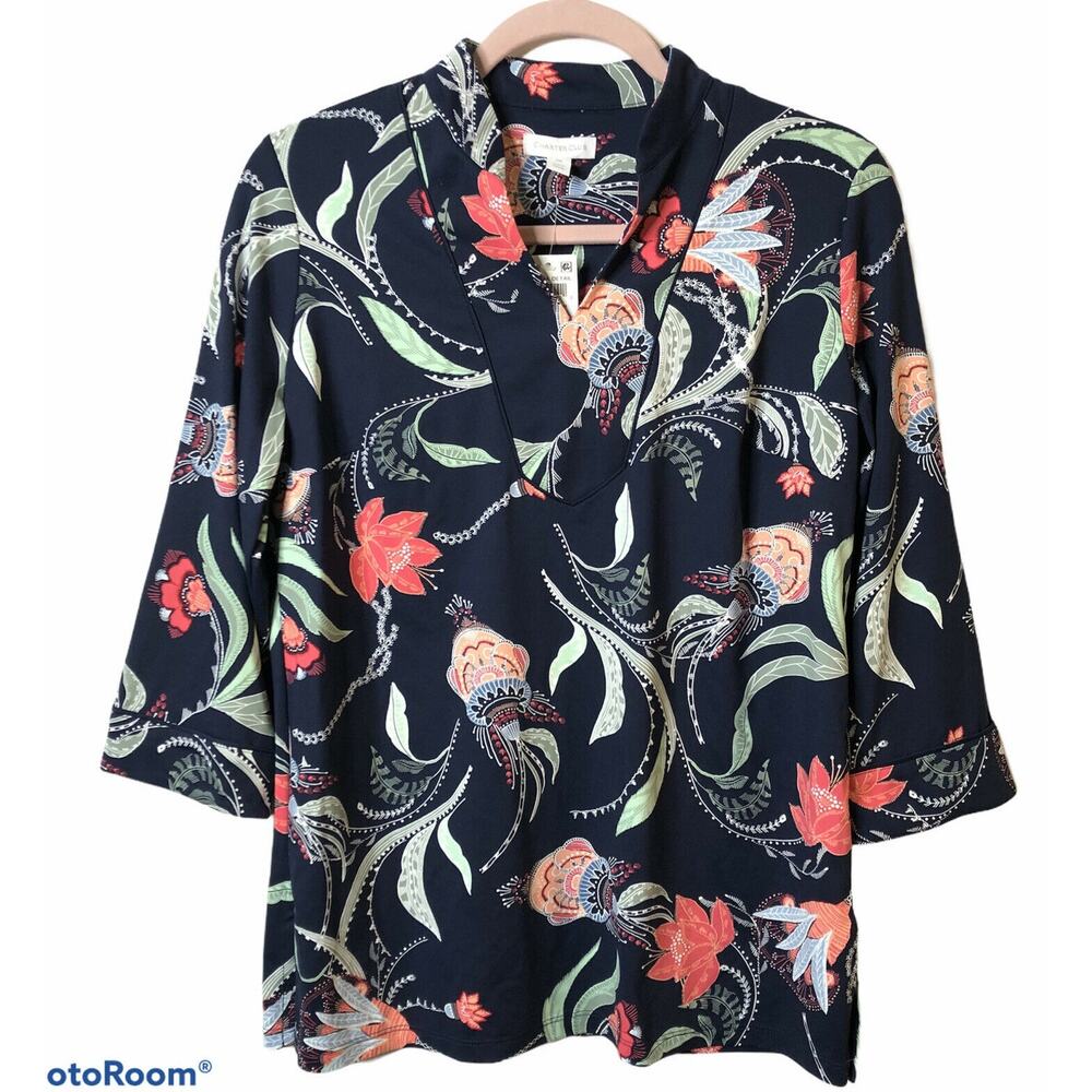Charter Club Petite Tunic 3/4 Sleeve Venetia Print